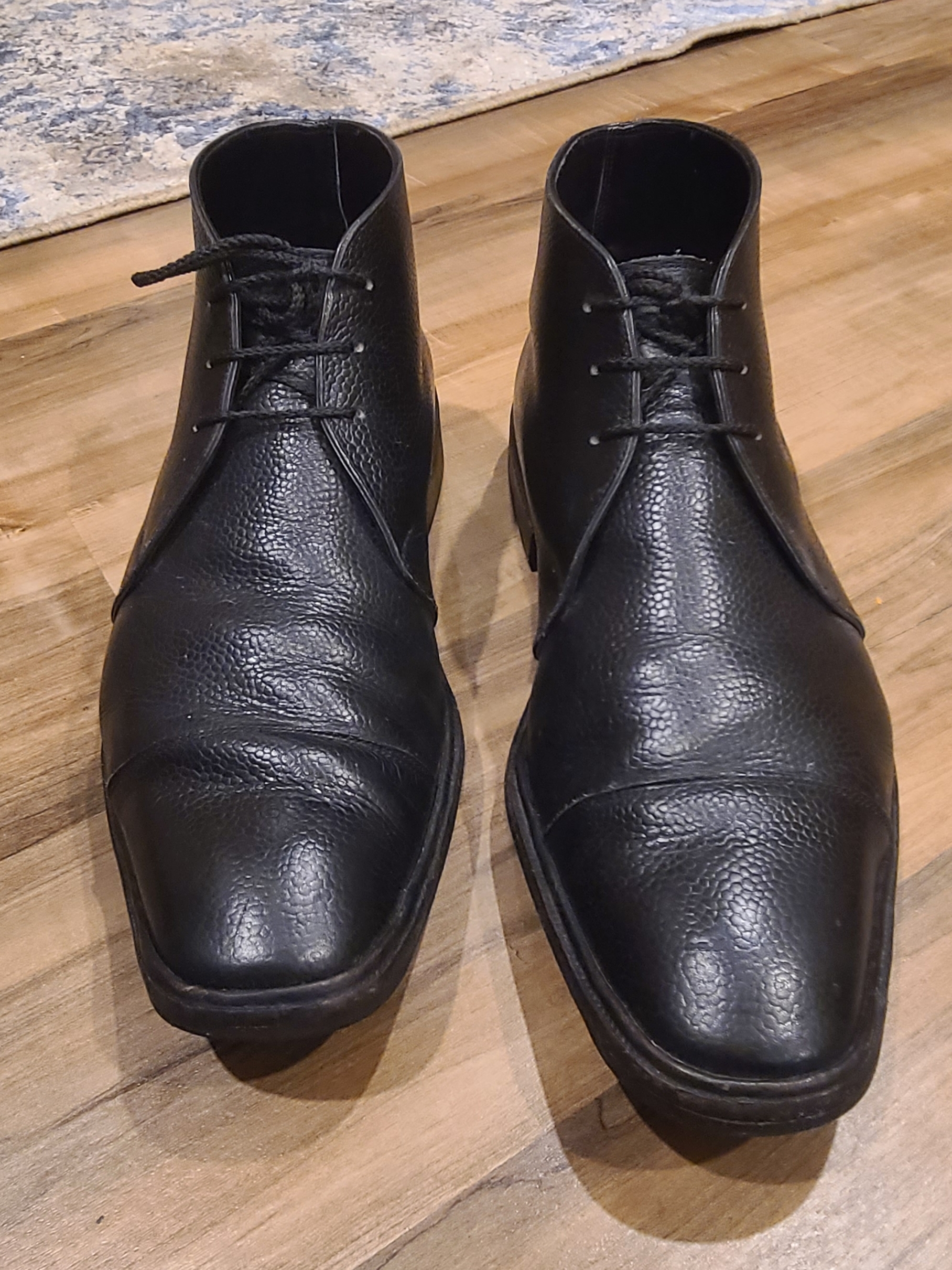 Men's George Cleverley Pebble Grain Hide Leather Lace-Up Dress Boots